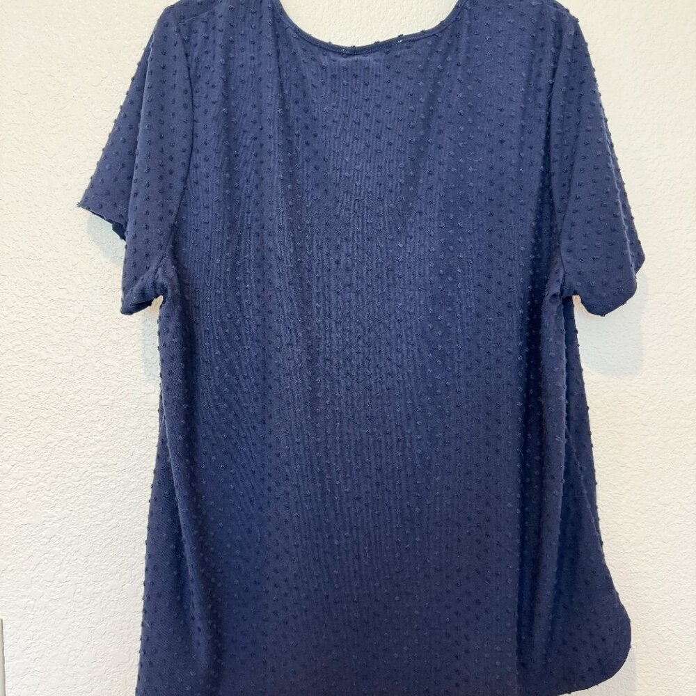 NWT Les Serein Short Sleeve Curved Hem Clip Dot Knit Top Size XXL - Picture 3 of 11